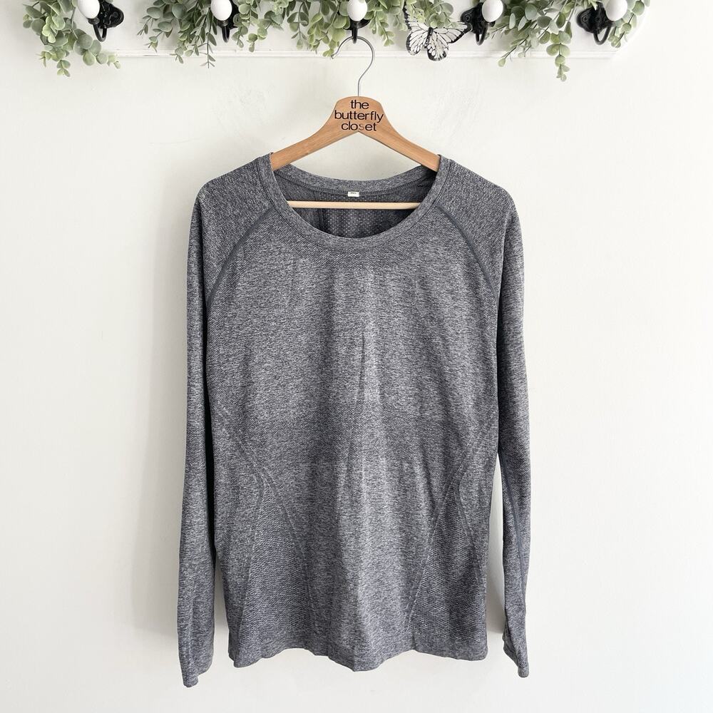 men's Lululemon gray long sleeve athletic top large hh5315 - Picture 1 of 3
